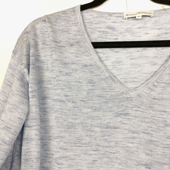 White + Warren Womens Light Blue V Neck Sweater Size XS - Picture 3 of 7